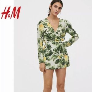 H&M green lemon long sleeved romper